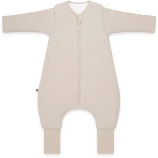 emma & noah Baby Schlafsack mit Füßen 3.5 TOG, Strampelsack für den Winter, Bio-Baumwolle, Abnehmbare Ärmel, Umschlagbare Beinchen (Essential Beige, 100 cm) - 100
