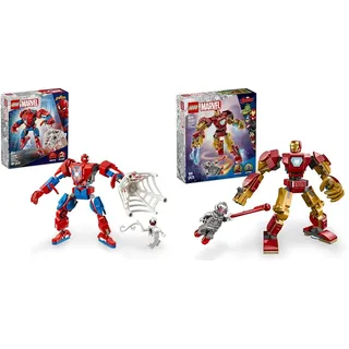 LEGO Marvel Spider-Man Mech gegen Anti-Venom + Iron Man Mech gegen Ultron Bundle Superheldenfigur Bauspielzeug für imaginative Rollenspiele 76308 + 76307