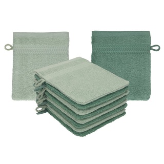 Betz Waschhandschuh 10 Stück Waschhandschuhe Premium 100% Baumwolle Waschlappen Set 16x21 cm Farbe heugrün - tannengrün (10-tlg) grün
