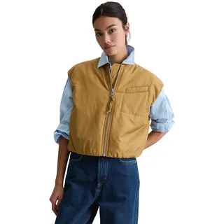 Marc O'Polo DENIM "aus recyceltem Polyester", Damen, Gr. L, golden ocher, Obermaterial: 100% Polyester. Futter: 100% Polyester, unifarben, relaxed fit, Westen Steppweste