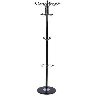 Estabeter 4 Lagen Garderobenstände Mit 16 Haken Bis 44Lbs 170cm Schwarz Metall Kleiderständer Mit Marmorfuß Hut Jacke Stand Baum Halter Kleiderbügel für Mäntel,Hüte,Taschen und Schlafzimmer,Büro
