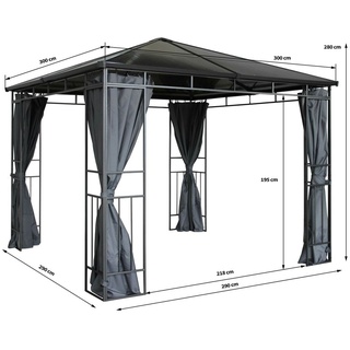 Grasekamp Hardtop Pavillon Limone 3x3m inkl. Seitenteile Doppelstegplatten Hohlkammer Polycarbonat