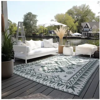 ELLE DECORATION Teppich Dynamic, Wendeteppich, rechteckig, Höhe: 5 mm, Flachgewebe, In-& Outdoor, Modern, wendbar, Balkon, Wohnzimmer, Außen grün 160 cm x 230 cm x 5 mm
