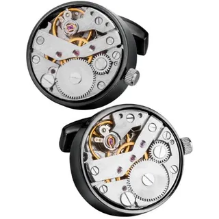 LSGGTIM Manschettenknöpfe Herren, 1 Paar Mechanische Uhrwerk Manschettenknöpfe Personalisiert Drehbare Mechanische Uhr Französisch Hemd Rund Manschettenknöpfe Anzug Business Geschenk, 22mm