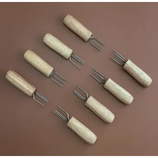 PRECORN 8 Stück Maiskolbenhalter Maisspieße Set mit Holzgriff für Grillen - Holz Mais Halter Holzgriff Corn Holder BBQ Zubehör - Ideal auch für Camping & Picknicks