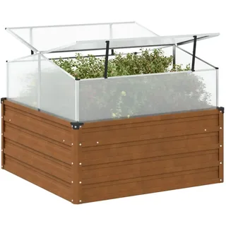vidaXL Hochbeet mit Gewächshausaufsatz 77 x 100 x 77 cm Braun