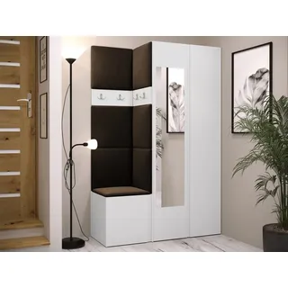 MIRJAN24 Garderoben-Set Orion XXVI, (Komplett-Set, Schrank, Kleiderschrank mit Spiegel, Kleiderhaken, 7x Paneel 42x42), Auswahl aus Fronten und Polsterplatten braun