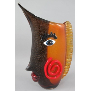 Casa Padrino Designer Vase Gesicht Mehrfarbig 23 x 10 x H. 33 cm - Dekorative Glasvase - Abstrakte Blumenvase - Deko Accessoires
