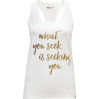 Yogistar, Damen, Shirt, Yoga Racerback Top What You Seek, Weiss, (L)