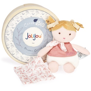 Jolijou - Les JOLIFLORES – Stoffpuppen aus Bio-Baumwolle – Kamelie mit Kuscheltier – Rosa – JJ6023
