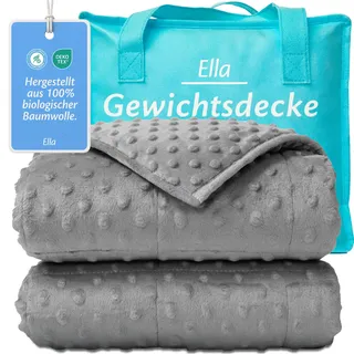Ella Gewichtsdecke Kinder 2,4 kg 90x120 cm – Therapiedecke, für Stressabbau & Angstzustände, Hypoallergene Glasperlen, weiche & kühlende Baumwoll- Außenschicht, für Kinder von 15-25 kg – Grau Minky