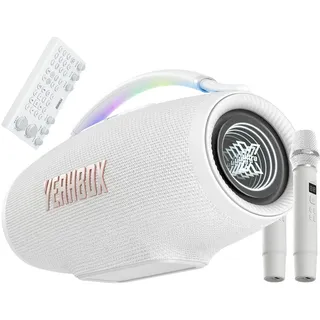 YEAHBOX Sonic Boom Ultra K Karaoke Bluetooth Lautsprecher, 320W RMS, Weiß | 3-Wege-5-Treiber-System, HDMI ARC, LED-Lichteffekte und TWS für kraftvollen Klang und vielseitige Party-Unterhaltung.