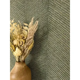 Newroom Vliestapete Kihmo Green Tapete Mustertapete Streifen,Linien,Textil, Grün Tapete Streifen Streifen - Mustertapete Streifentapete Grau Grüngrau Modern Grafisch Linien Textil für Wohnzimmer Schlafzimmer Küche, Streifentapete grün