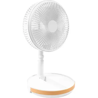 COOLSERIE Akku Teleskop Standventilator 20 cm Weiß