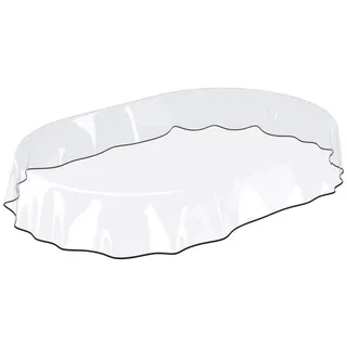 ANRO Tischdecke PVC-Folie KLARA Gartentischdecke Tischschutzfolie 0,3mm (1-tlg), Glatt 140x280cm Oval wasserabweisend mit Saum weiß Oval | 140 cm x 280 cm x 0.3 mm