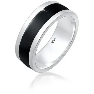 KUZZOI Silberring Herren Bandring Emaille Casual 925 Silber silberfarben 60 mm