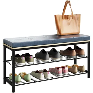VCM Schuhregal Maße ca. H. 48 x B. 90 x T. 30 cm Sitzbank im Industrie Style Design Schuhbank - Taliro