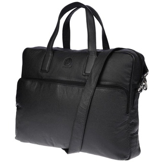 Christian Wippermann Businesstasche 15 Zoll Leder Laptoptasche Aktentasche Arbeitstasche Tasche Herren, Büro Messenger Bag schwarz