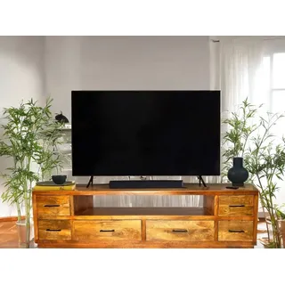 OPIUM OUTLET Lowboard Sideboard TV-Kommode Regal Möbel Massivholz braun (Schubladen beidseitig zu öffnen, B x H x T: 200 x 45 x 50 cm), TV-Schrank, Raumteiler, komplett montiert braun