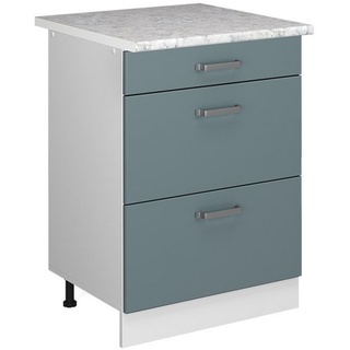 Vicco Unterschrank Küchenschrank + Arbeitsplatte R-Line Weiß Blau Grau 60 cm blau|grau|weiß