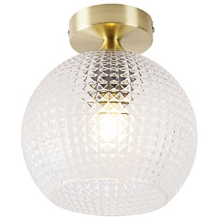 QAZQA - Art Deco Art Deco Deckenleuchte I Deckenlampe I Lampe I Leuchte Messing - Kugel I Wohnzimmer I Schlafzimmer - Glas Rund - LED geeignet E27