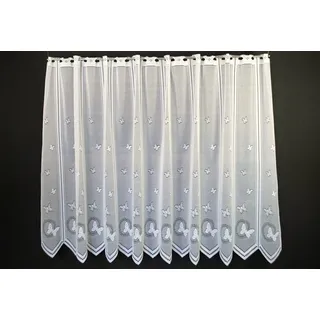 Gardinen Kranzusch Scheibengardine Schmetterlinge (1 St), Stangendurchzug, transparent, Stablöcher,transparent,verschiedene Höhen, Breiten weiß 60.0 cm x 120 cm