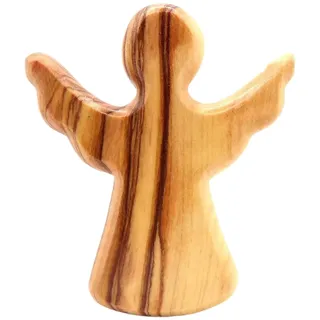 ZYOMVUN Olivenholz-Schutzengel - Handgefertigte Engel-Figur aus Bethlehem - Schutzengel-Glücksbringer - zur Geburt, Taufe Kommunion und zur Firmung (Ohne Gravur)