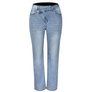 AFAZ New Trading UG Loose-fit-Jeans Gerade, lockere Stretch-Denim-Hose für Damen im Frühling und Sommer xl