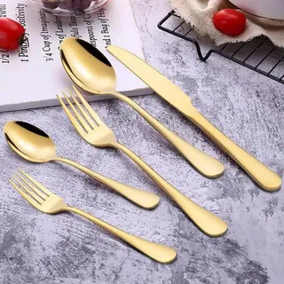 Besteck Set, 30-teilig Besteck für 6 Personen, Besteckset inkl. Messer, Gabel, Löffel, Besteck Edelstahl, Spülmaschinengeeignet, Gold - Gold