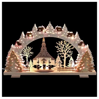 Tietze Erzgebirgsdesign Schwibbogen Schwibbogen Seiffener Kirche mit Kurrendefiguren (53x31x4,5cm) von Tie