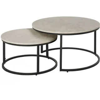 Homcom Couchtisch 2er-Set, Beistelltisch mit Metallgestell, Sofatisch, Grau