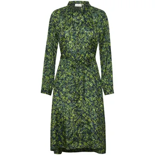 KAFFE Kleid KAfine Damen Kleid Stehkragen Langarm Knopfleiste Knielang Freizeitkleid Dark Blue/Peridot Petit Fleur 36 - 36
