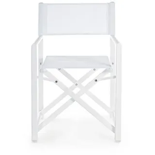 Natur24 Esszimmerstuhl 2er Set Regiestühle Taylor 48 x 56 x 86 cm Aluminium Textil Weiß weiß