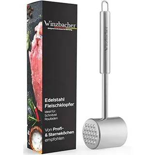 Famanu Fleischklopfer aus Edelstahl - ideal für Schnitzel, Koteletts und Steaks | 2 Schlagflächen