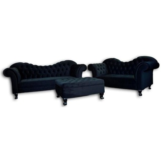JVmoebel Chesterfield-Sofa, 3+2 Sitzer Garnitur Sofa Couch schwarz