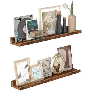 VASAGLE Wandregal Schweberegale, Gewürzgläser, für Küche, Wohnzimmer, Breite 60 cm, erhöhte Vorderkante, für Bilderrahmen, Dekoartikel 60 cm