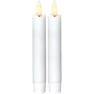 Star Trading LED Stabkerzen Flamme 2er Set, weiß, 15x2cm