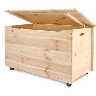 Pinus Spielzeugkiste 90x48x51 cm mit Deckel Rollen Kinderzimmer Natural