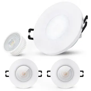 SSC-LUXon LED Außen-Deckenleuchte BEDA Einbaustrahler flach IP65 mit LED Modul 230V wechselbar, Neutralweiß weiß