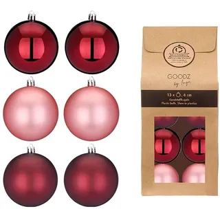 Große Kunststoff Weihnachtskugeln | Set mit 6 Kugeln 8cm | Christbaumschmuck Weihnachtsschmuck bruchfest (Berry Kiss)