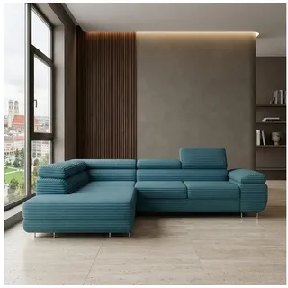 Goldstoff Ecksofa "ASTON" L-Form mit Schlaffunktion und Bettkasten Couch modern, Design Sofa Ecke mit Bettfunktion und Stauraum moderne Polstercouch 1 Teile, Moderne Wohnlandschaft Ecksofa mit Relaxfunktion und Schlaffunktion