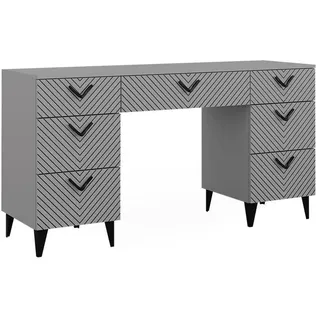 Vicco Schminktisch Anett Grau, 150 cm, ohne Spiegel, mit 7 Schubladen,