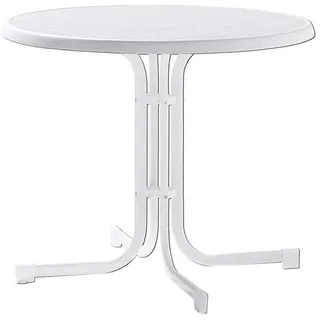 Sieger Boulevard-Klapptisch mit mecalit-Pro-Platte Ø 86 x 72 cm weiß/marmordekor weiß