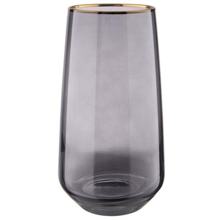 BUTLERS Longdrinkglas TOUCH OF GOLD Longdrinkglas mit Goldrand 480ml, Glas grau