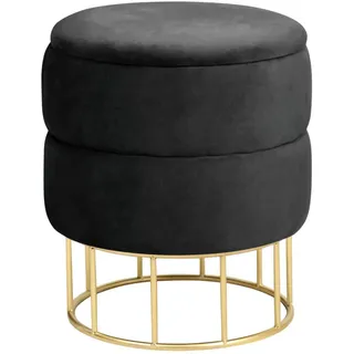 Akord Pouf AKORD ELZA aus Samtstoff mit Stauraum 37 x 42 x 37 cm Schwarz