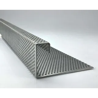 Kiesfang Aluminium 1,5mm dick Kiesfangleiste Winkel Lochblech RV3-5 Zuschnitt, Größe nach Maß (Länge: 500 mm/A: 15 mm/B: 20 mm, Schenkel C: 60 mm/D: 100 mm)