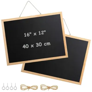FOUORTUNATE-BEE Memoboard 2er Kreidetafel Holzrahmen 40x30 cm Memoboard zum Aufhängen, (2-tlg), Für Küche Büro Schule Restaurant Menütafel Schreibtafel Set Holz