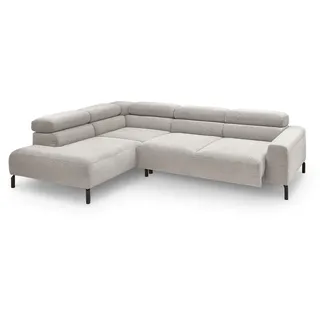 KAWOLA Ecksofa Cord 4-Sitzer Silber