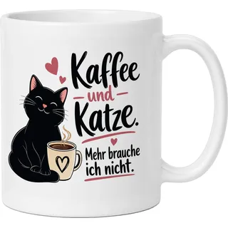 LunaLana® Tasse »Kaffee und Katze. Mehr brauche ich nicht.« Kaffeetasse mit Katzenmotiv | Geschenk für Katzenfreunde