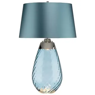 Elstead LIGHTING LED Tischleuchte, Leuchtmittel nicht inklusive, Nachttischleuchte Tischlampe Beistellleuchte LED Glas blau Nickel blau